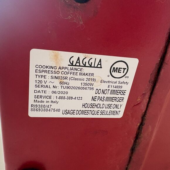 Gaggia Classic Espresso Machine SIN035R Red Excellent Condition w Portafilters - Picture 9 of 12